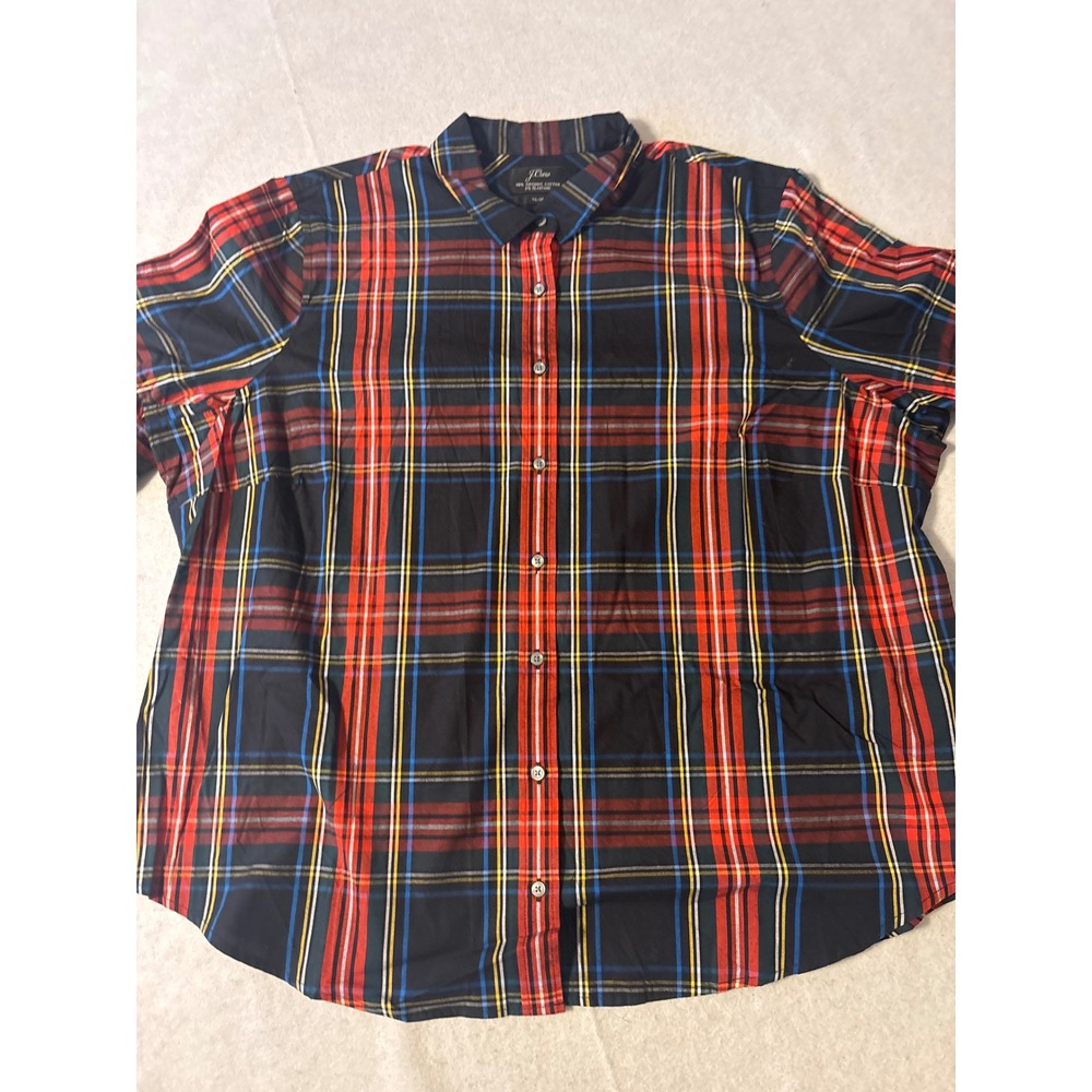J.Crew Plaid Button Down‎ Mens XL Slim Multicolor Red Blue nsz pit to pit 25